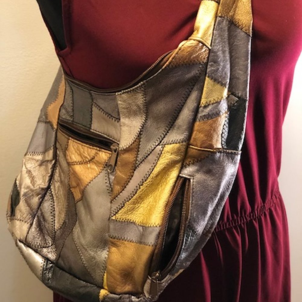 Vintage Metallic Patchwork Purse - image 1